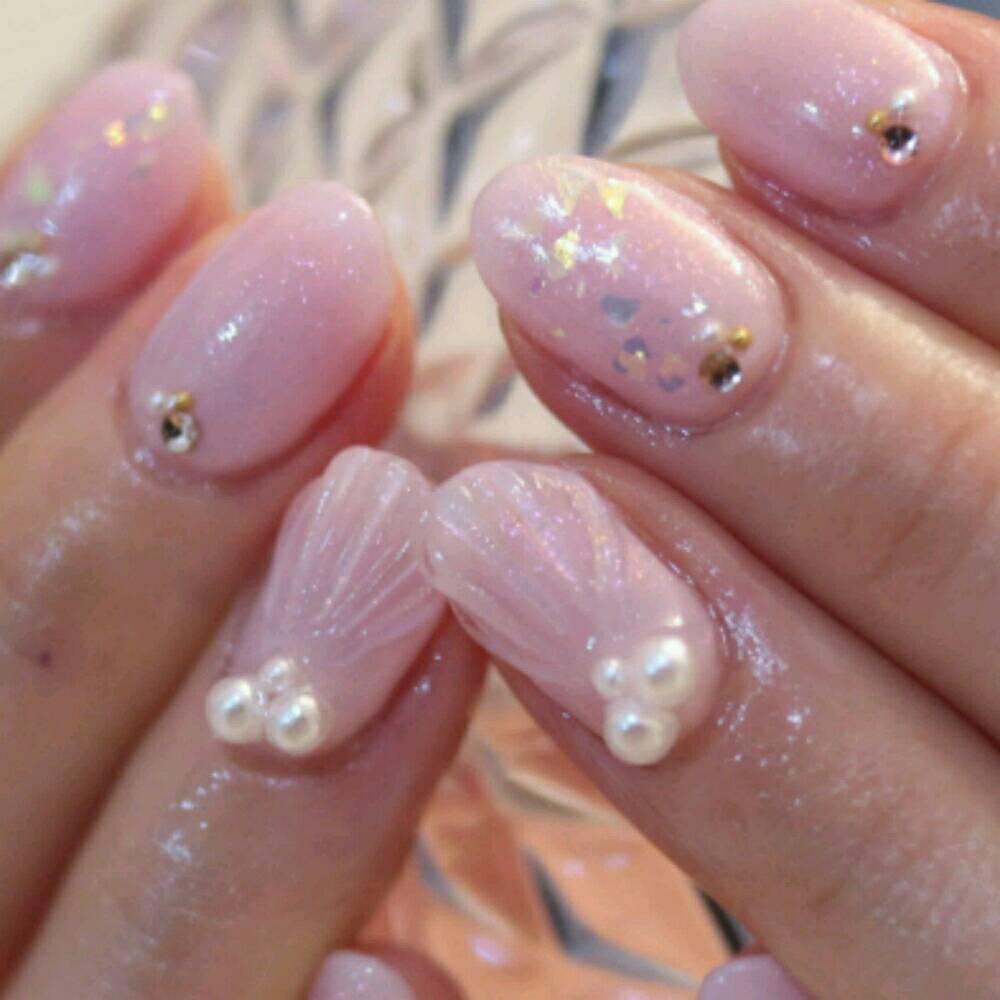 ピンク×人魚の鱗ネイル♪