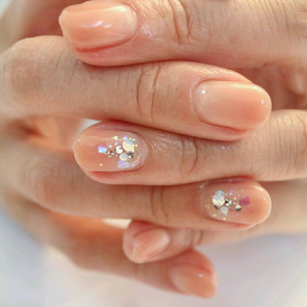 オフィスネイル♥グラデーション×ストーン