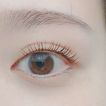 自然な目元に整えた女性の目元。お顔全体のバランスを見ながら、派手になりすぎない仕上がりをご提案した仕上がり。